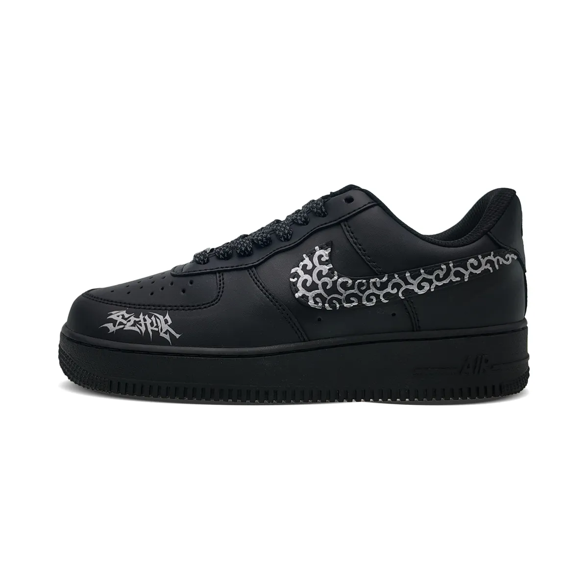 Nike Air Force 1 Low top Skateboard Shoes Unisex Black Silver
