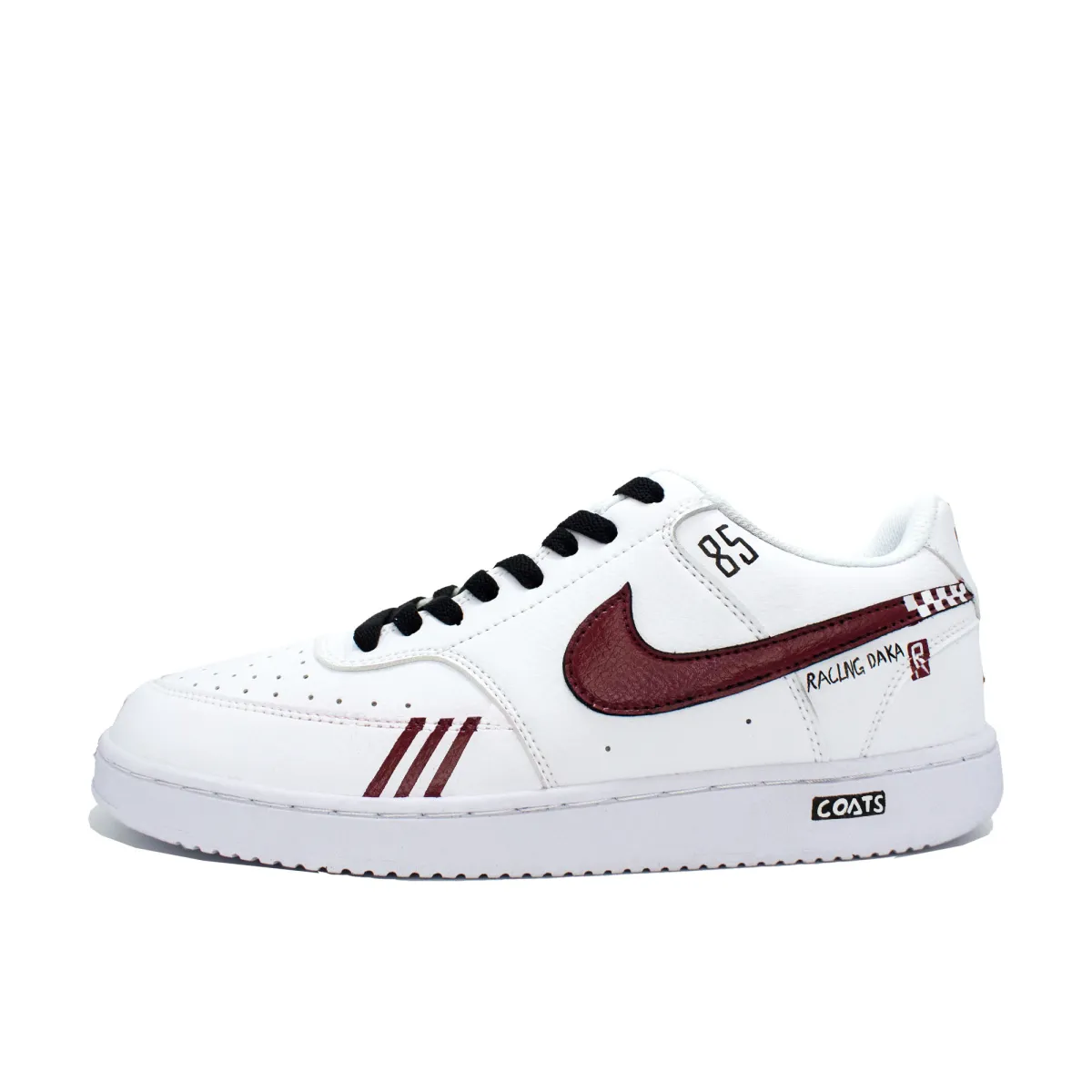 Nike Court Vision 85 Racing Leather Abrasion Resistant Low top Skateboard Shoes Unisex Red White