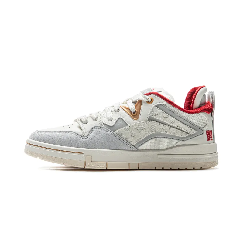 Li Ning Wave PRO Slip Resistant Cushioning Abrasion Resistant Low top Skateboard Shoes Women's White Gray Red