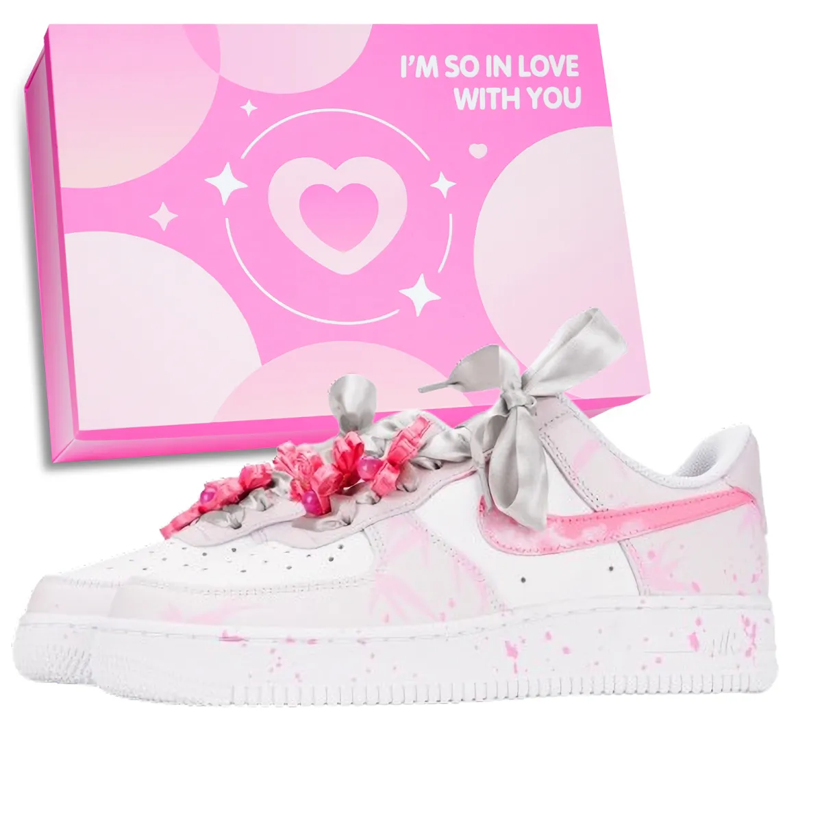 Nike Air Force 1 Sweet Style Bamboo Cow Leather Slip Resistant Abrasion Resistant Low top Skateboard Shoes Unisex Pink