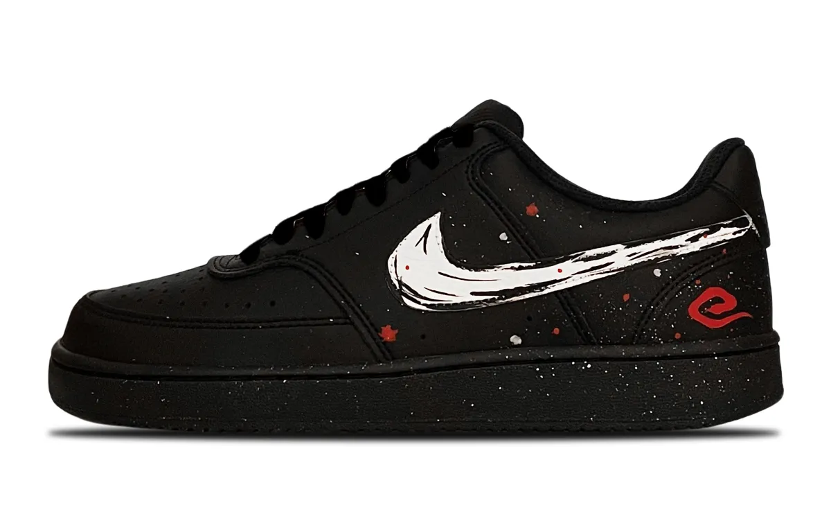 Nike Court Vision Low Slip Resistant Abrasion Resistant Low top Skateboard Shoes Men's Black