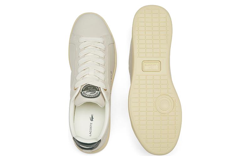 LACOSTE Cow Leather Low top Skateboard Shoes Men's Ecru