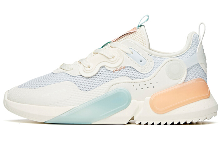 ANTA Skateboard Shoes Women's Low Top Light Mist Gray/Ivory White/Nude Pink