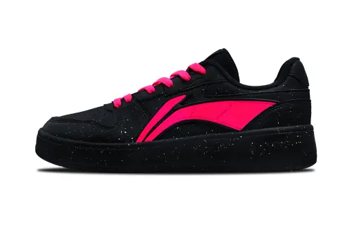 Li Ning Slip Resistant Cushioning Abrasion Resistant Low top Skateboard Shoes Men's Black Red