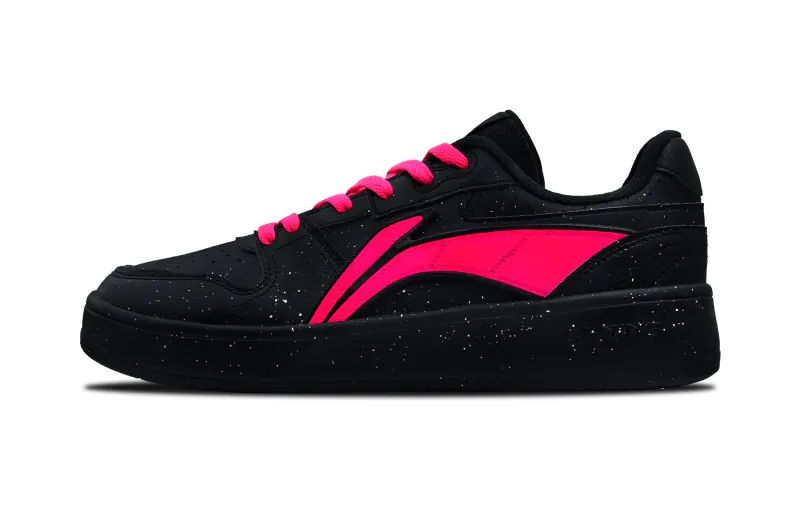 Li Ning Slip Resistant Cushioning Abrasion Resistant Low top Skateboard Shoes Men's Black Red