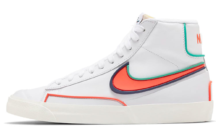 Мужские кеды Nike Blazer '77 Infinite PU (бело-зелено-оранжевые)