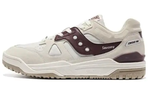 Saucony CROSS 90 Comfortable Slip Resistant Cushioning Low top Skateboard Shoes Unisex White Dark Red