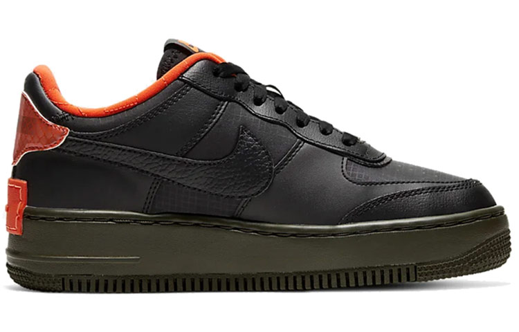 Женские кроссовки Nike Air Force 1 Shadow (черно-оранжевые) — Чёрный / оранжевый — фото 2