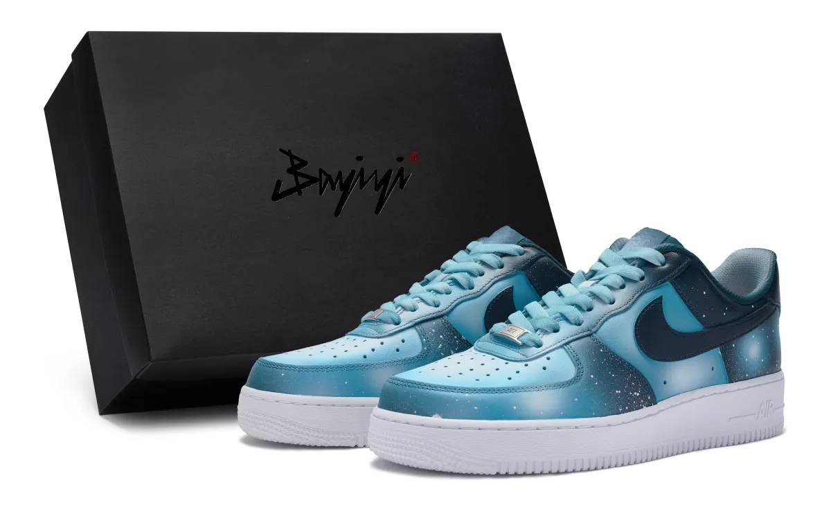 Nike Air Force 1 Low 811 Manufacturing, Galaxy, Special Shoe Box Low top Skateboard Shoes Men's Blue White