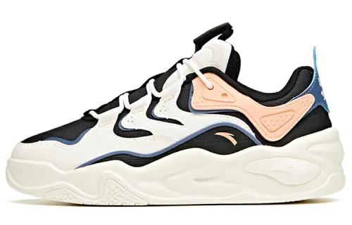 ANTA Skateboard Shoes Women's Low Top Black/Ivory White/Light Pink