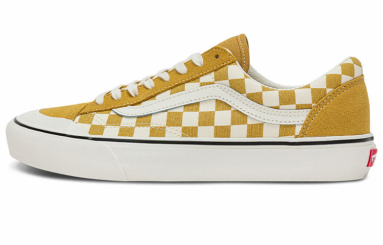 Vans Style 36 SF fabric leather fashion yellow and white checkerboard wear-resistant and lightweight low-top sneakers same style for men and women yellow and white