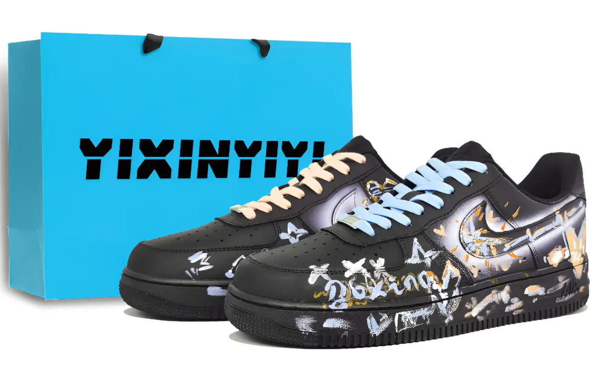 Nike Air Force 1 Abrasion Resistant Low top Skateboard Shoes Unisex Blue Orange