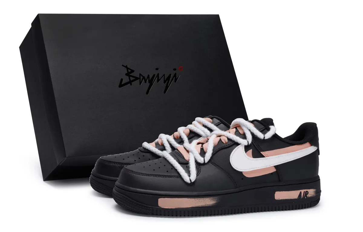 Nike Air Force 1 Low top Skateboard Shoes Unisex Black White Flesh Pink