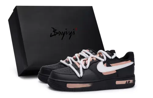Nike Air Force 1 Low top Skateboard Shoes Unisex Black White Flesh Pink