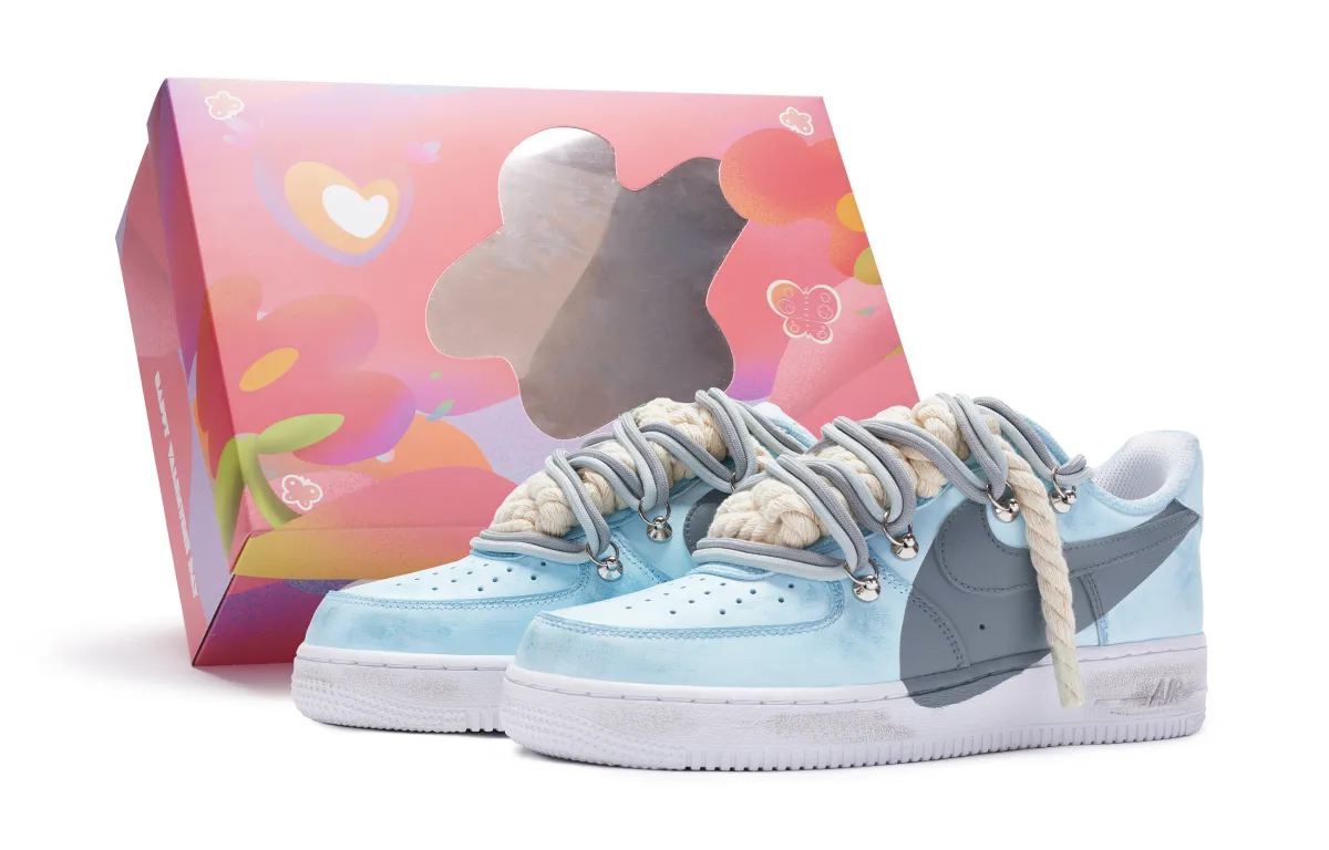 Nike Air Force 1 Low 'T10' Low top Skateboard Shoes Women's Blue Gray