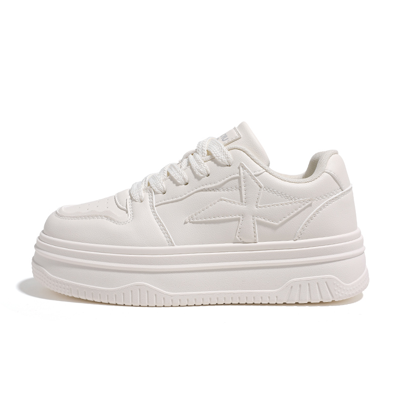 Global HUANQIU synthetic leather, trendy and versatile, comfortable and casual white shoes, non-slip, wear-resistant and high-rise, low-cut sneakers, women's style