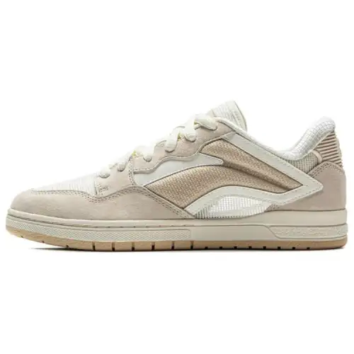 Li Ning Wave PROS Textile, Split Cow Leather Low top Skateboard Shoes Men's Ecru