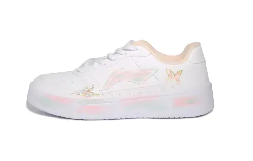 Li Ning Floating Boat Slip Resistant Abrasion Resistant Low top Skateboard Shoes Women's White Pink Green Yellow