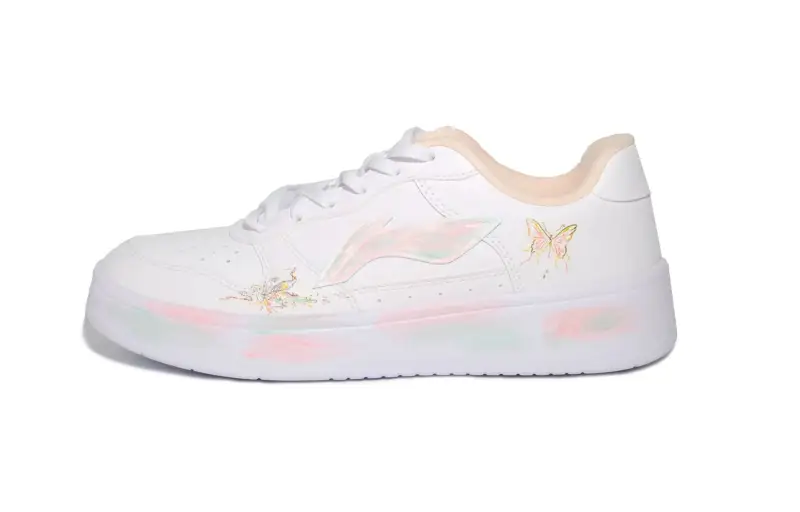 Li Ning Floating Boat Slip Resistant Abrasion Resistant Low top Skateboard Shoes Women's White Pink Green Yellow