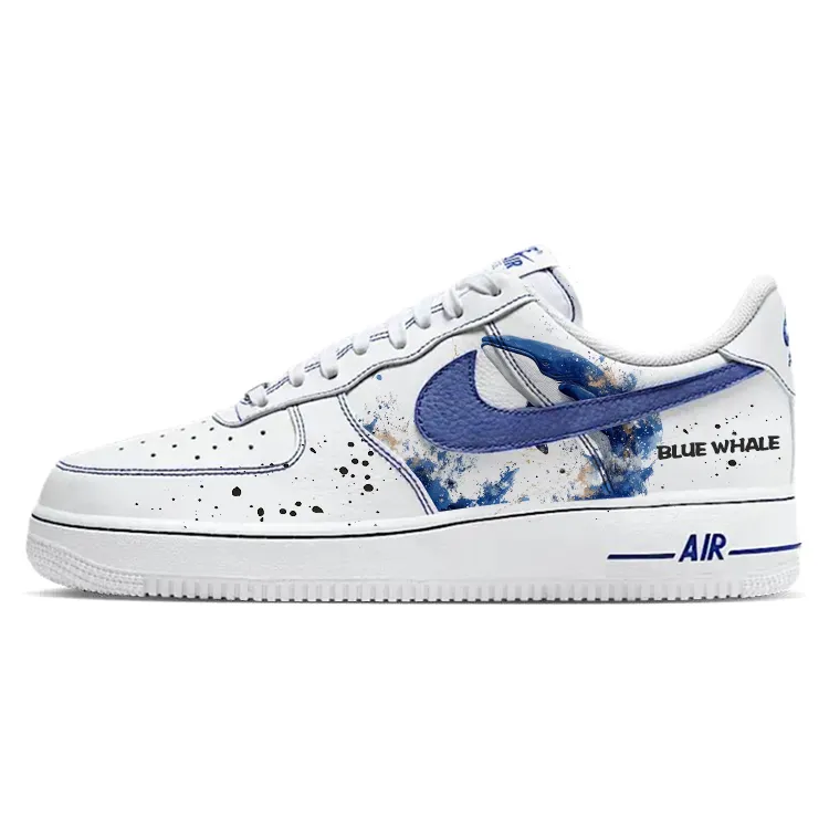 Nike Air Force 1 Slip Resistant, Abrasion Resistant, Lightweight, Breathable Low top Skateboard Shoes Unisex White Blue