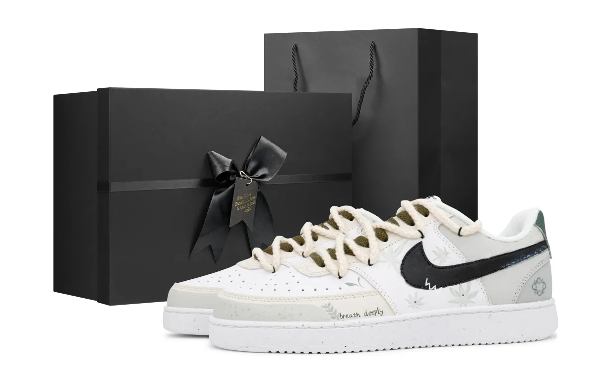 Nike Court Vision 1 Slip Resistant Cushioning Abrasion Resistant Low top Skateboard Shoes Men's White
