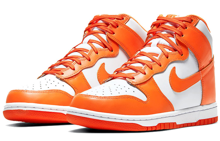 Женские кроссовки Nike Dunk High "Orange Blaze" 2021 (бело-оранжевые) — фото 3
