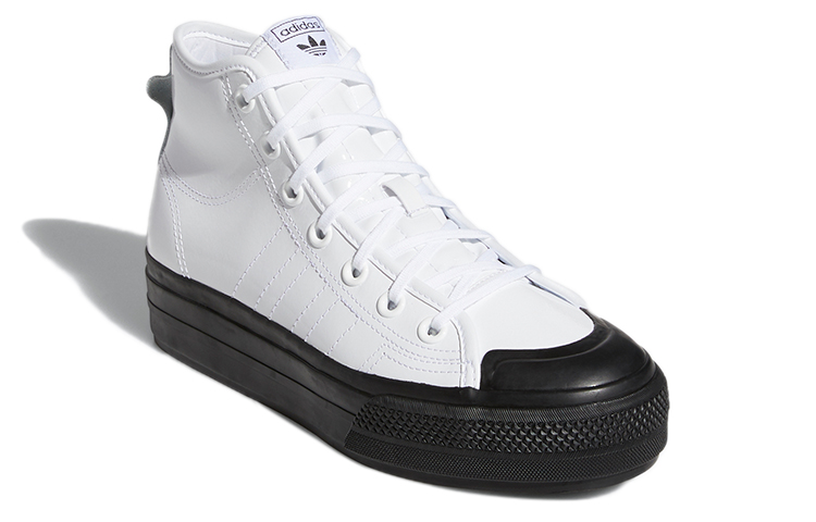 Женские кеды adidas originals NIZZA PLATFORM MID Rf Platform Mid (бело-черные) — Белый / чёрный — фото 3