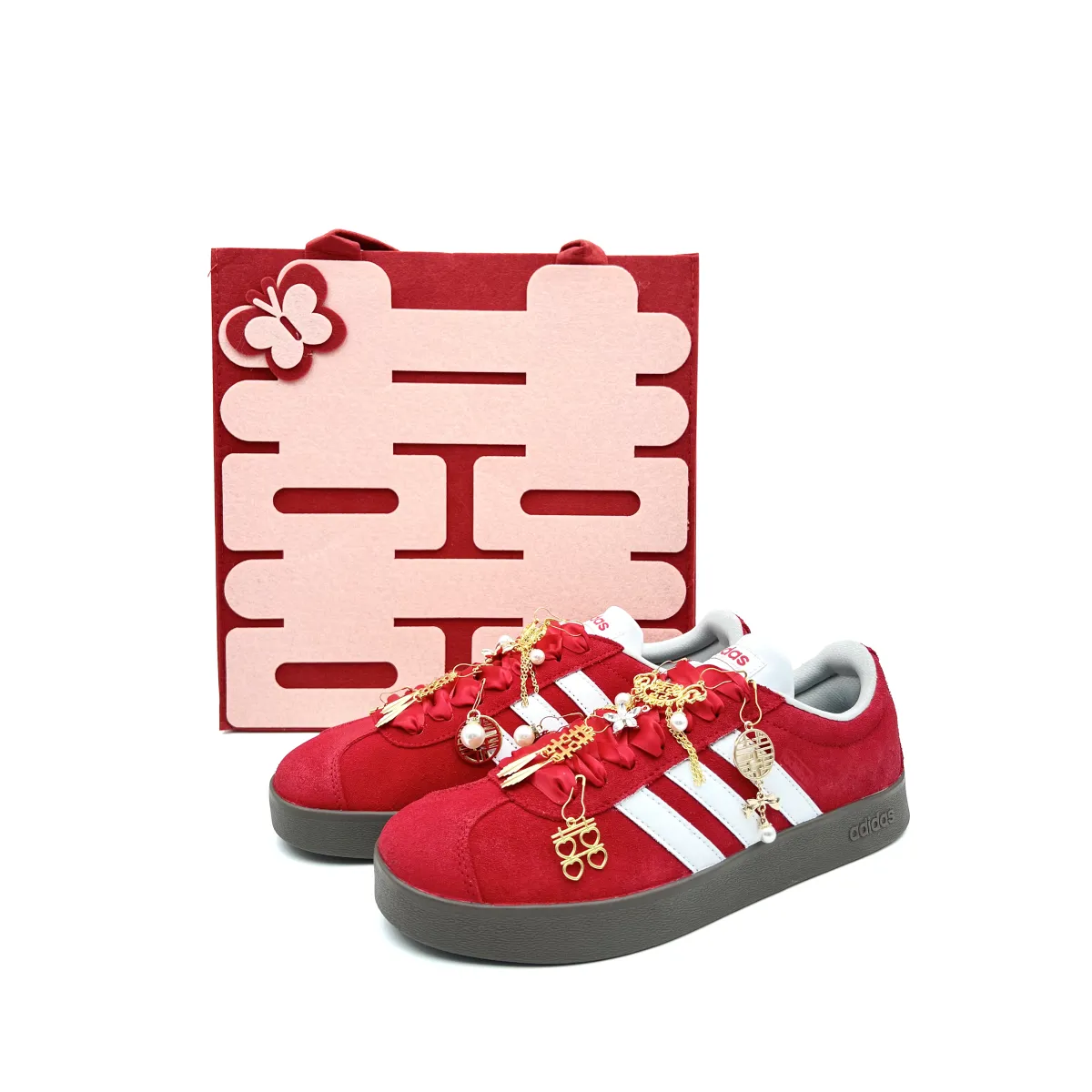 Adidas VL COURT 2.0 Flying Together Slip Resistant Low top Skateboard Shoes Unisex Red