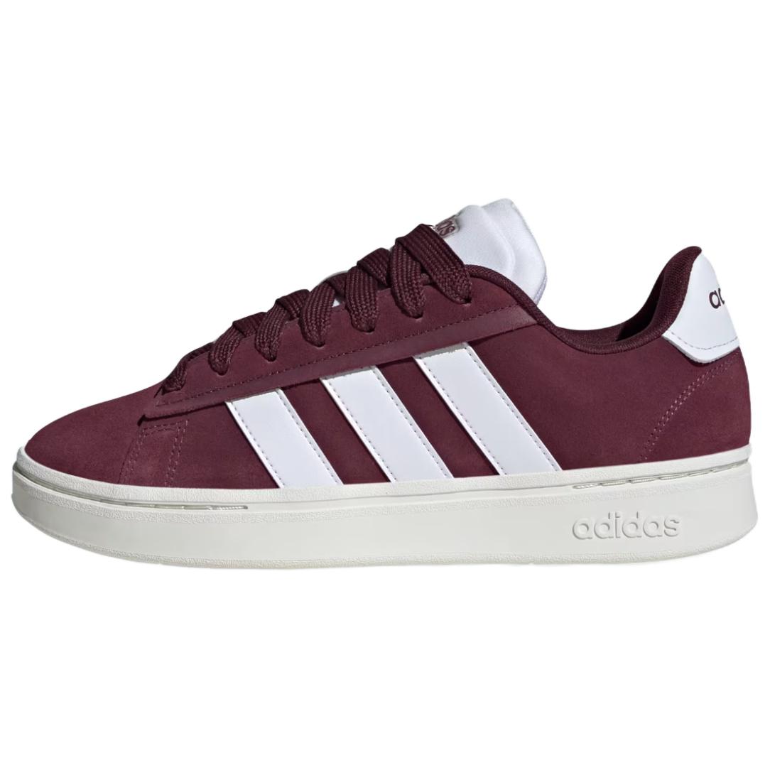 Adidas GRAND COURT ALPHA Slip Resistant Abrasion Resistant Low top Skateboard Shoes Unisex Dark Red White