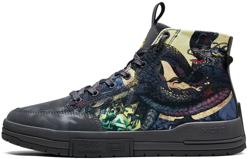 PEAK High top Skateboard Shoes Men's Black Dragon Jet Black Colorway