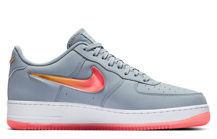 Мужские кроссовки Nike Air Force 1 Jewel (серый) — Серый / красный — фото 2