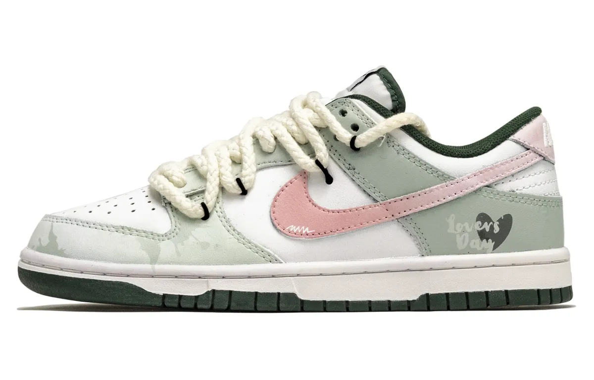 Nike Dunk Slip Resistant Low top Skateboard Shoes Unisex Pink Green