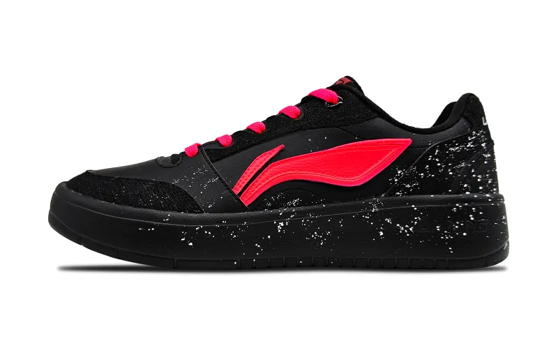 Li Ning Sycee V3 Slip Resistant Abrasion Resistant Low top Skateboard Shoes Men's Black Rose Red