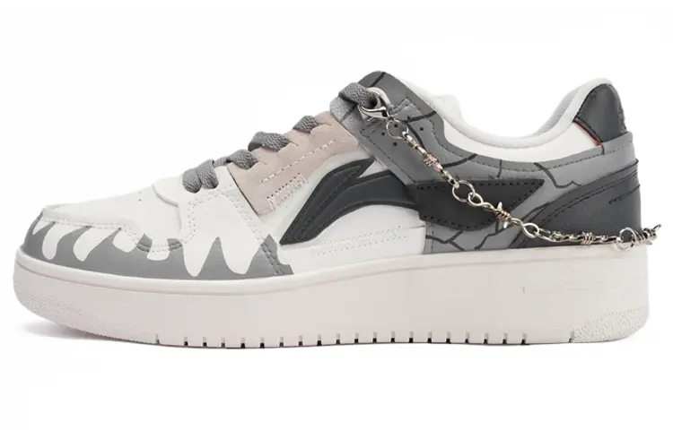 Li Ning Tianji Collection Skateboard Shoes Women's Low Top Gray/White