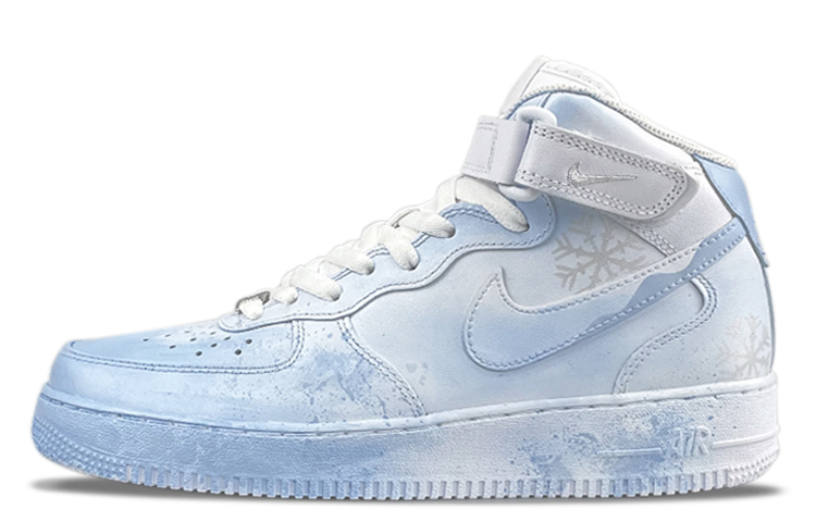 Nike Air Force 1 Coverage High top Skateboard Shoes Men's Blue White
