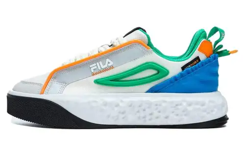 FILA Viva Fabric Comfortable Abrasion Resistant Low top Skateboard Shoes Women's White Green Blue