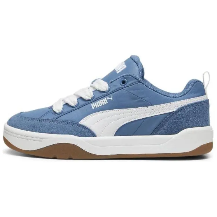 PUMA Park Lifestyle Textile, Suede Low top Skateboard Shoes Unisex White Blue