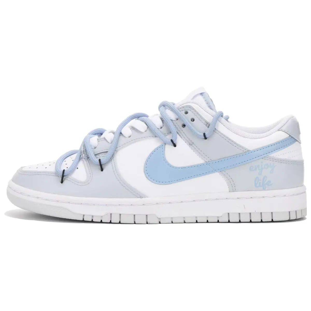 Nike Dunk 'Pure Platinum' Leather Slip Resistant Abrasion Resistant Low top Skateboard Shoes Men's Gray Blue
