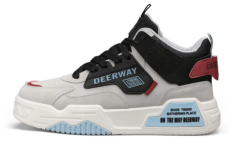 DEERWAY Mid top Skateboard Shoes Men's Gray Black Blue