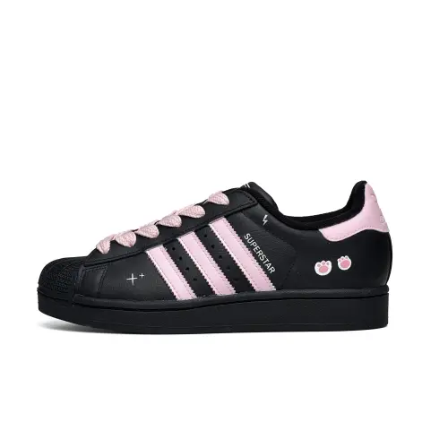 Adidas Originals Superstar 2 Vassell Abrasion Resistant Low top Skateboard Shoes Unisex Black Pink