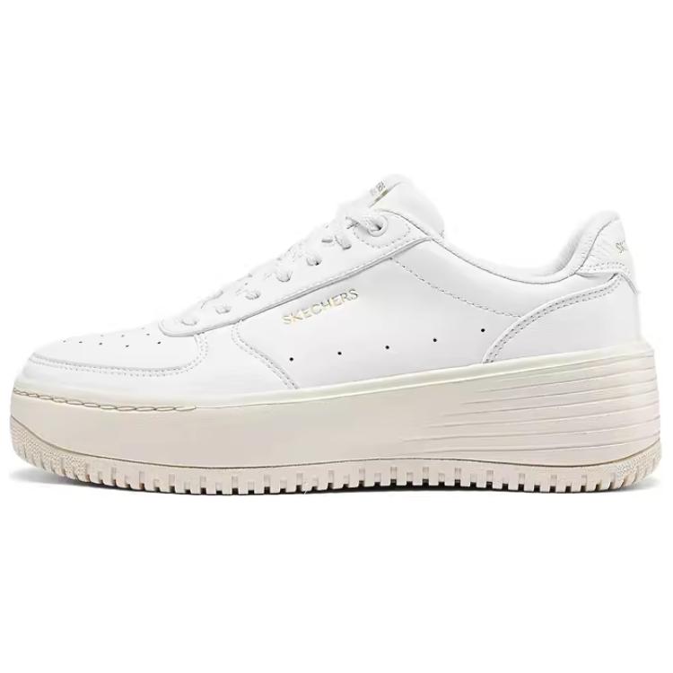 Skechers Court Classics Cushioning Breathable Support Height Increasing Low top Skateboard Shoes Women's White Beige