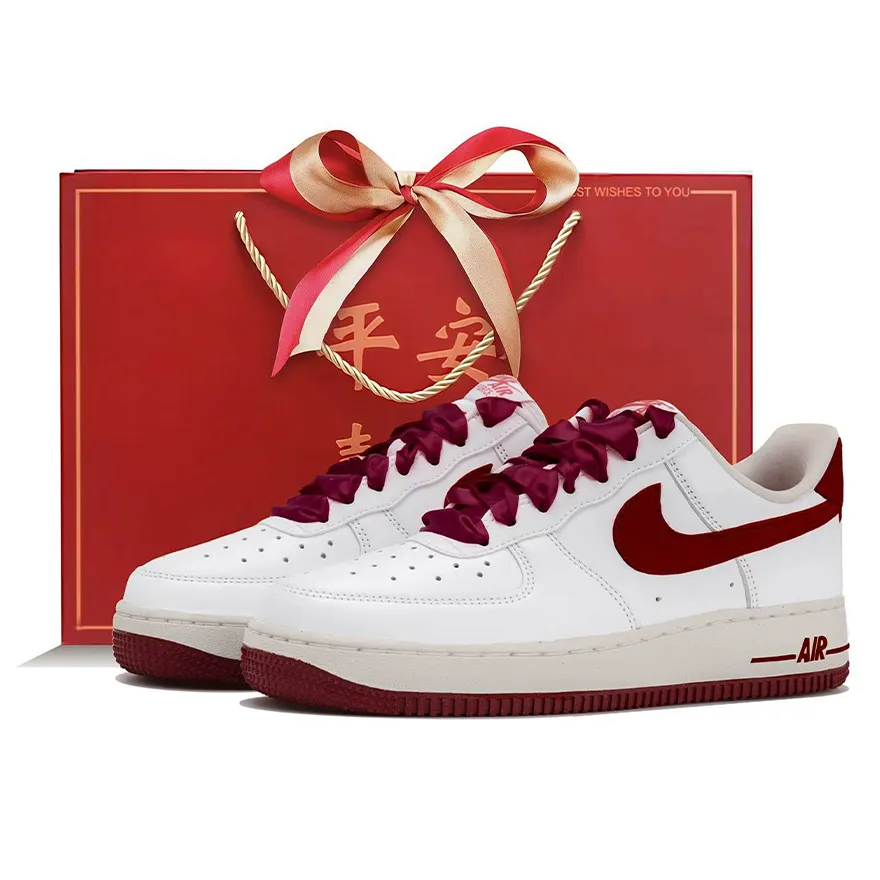 Nike Air Force 1 Slip Resistant Slip Resistant Low top Skateboard Shoes Women's White Red