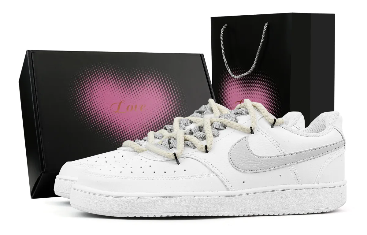Nike Court Vision 1 Low top Skateboard Shoes Men's White Gray