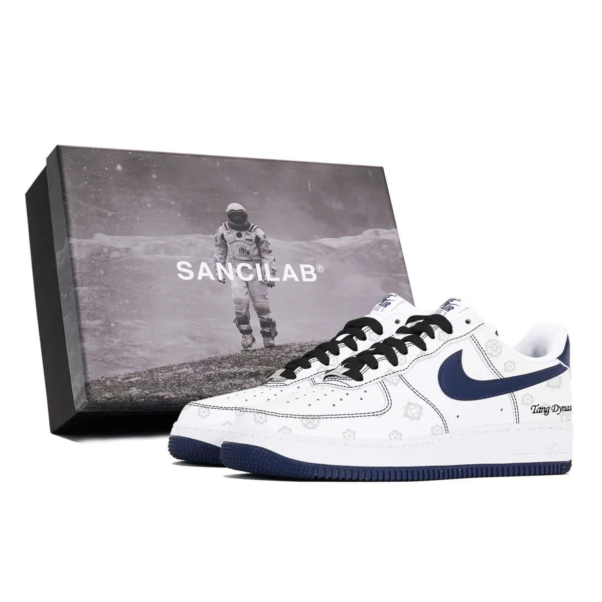 Nike Air Force 1 Slip Resistant Lightweight Non slip Lightweight Low top Skateboard Shoes Men's White Blue
