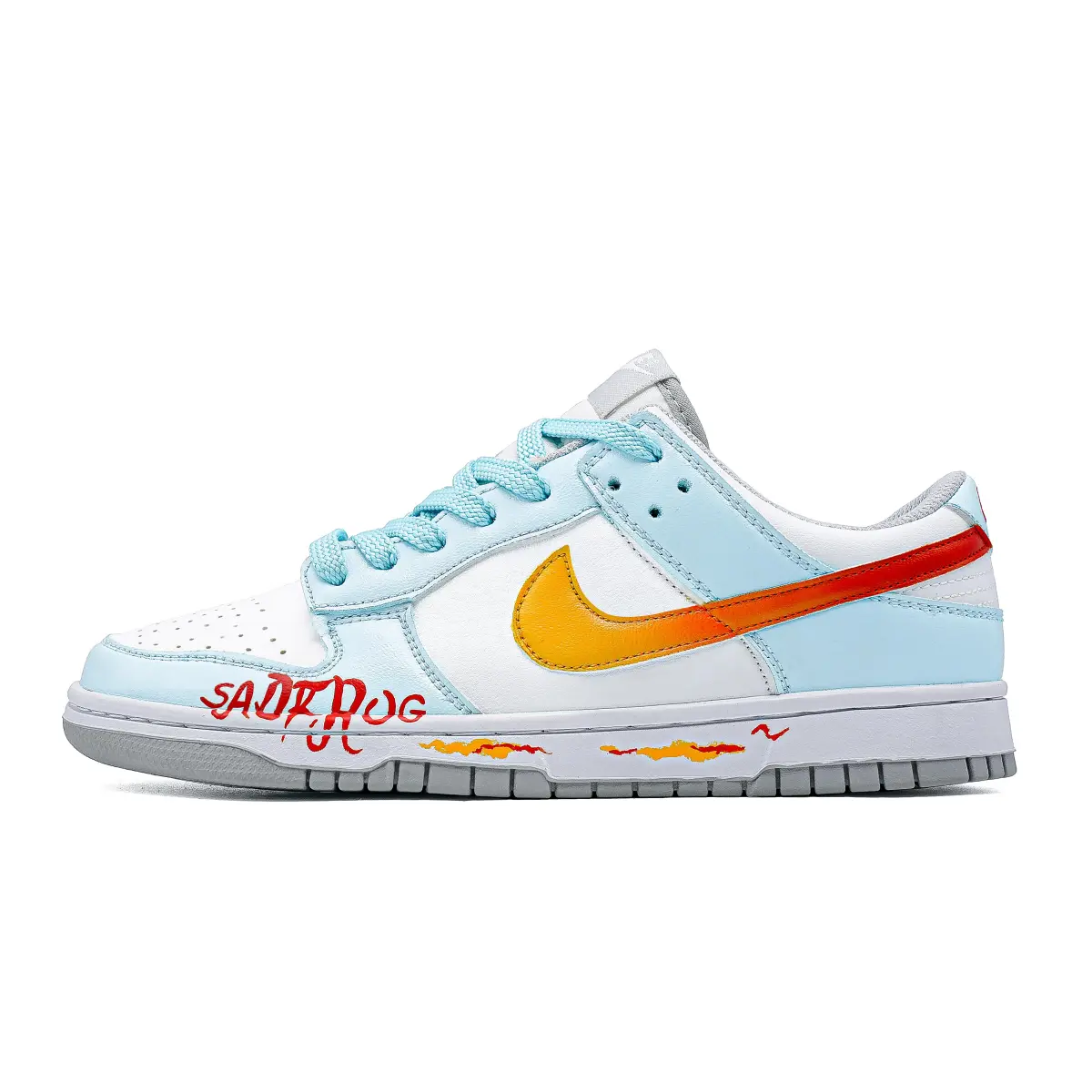 Nike Dunk Abrasion Resistant Lightweight Wear resistant And Lightweight Low top Skateboard Shoes Unisex Blue Orange