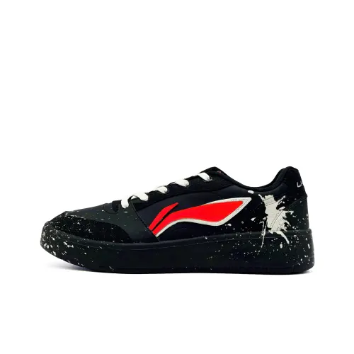Li Ning Sycee V3 Slip Resistant And Abrasion Resistant Coverage Low top Skateboard Shoes Men's Black White Red