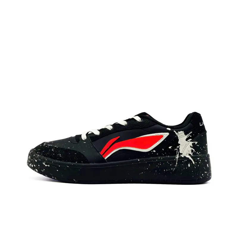 Li Ning Sycee V3 Slip Resistant And Abrasion Resistant Coverage Low top Skateboard Shoes Men's Black White Red