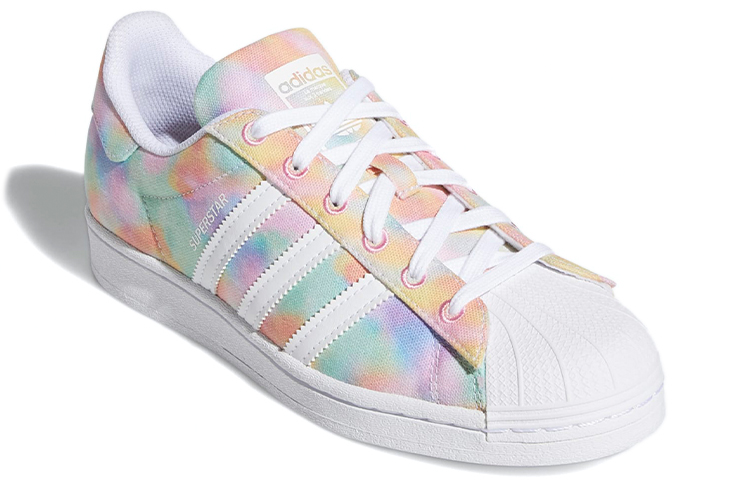 Женские кеды adidas originals Superstar (бело-оранжево-зеленые) — фото 3