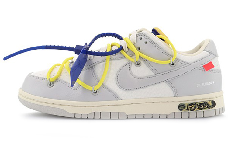 OFF-WHITE x Nike Dunk The 50 NO.27 Co-branded model Yellow lace blue buckle Casual low top board shoes Men and women Grey white