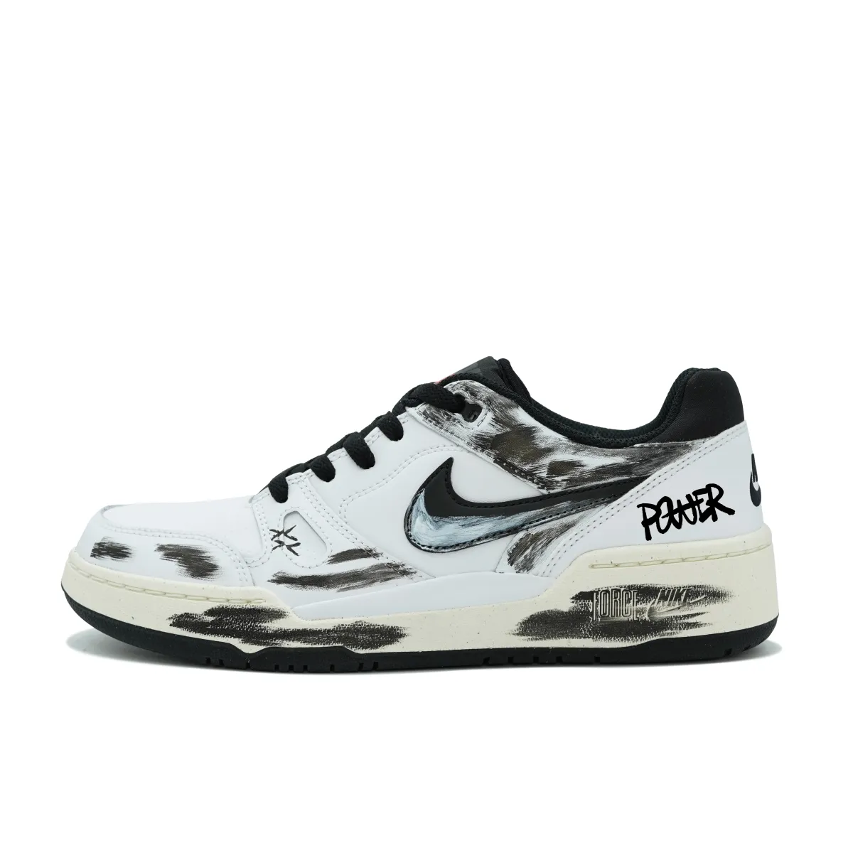 Nike Full Force Slip Resistant Abrasion Resistant Low top Skateboard Shoes Men's Black White